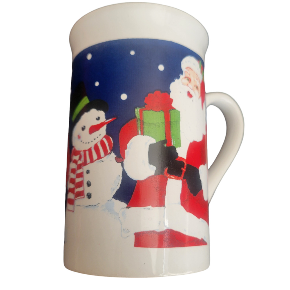 Vintage New Christmas Holiday Mug Cup Greenbrier International Santa Snowman - Picture 2 of 8